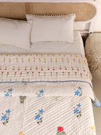 GUL-RANG BUTTI HAND BLOCK PRINT REVERSIBLE COTTON QUILT/RAZAI