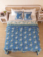 ROYAL INDIGO GLORY HAND BLOCK PRINT REVERSIBLE COTTON QUILT/RAZAI