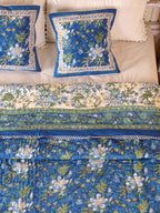 ROYAL INDIGO GLORY HAND BLOCK PRINT REVERSIBLE COTTON QUILT/RAZAI