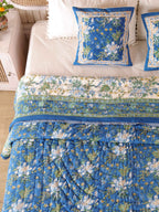 ROYAL INDIGO GLORY HAND BLOCK PRINT REVERSIBLE COTTON QUILT/RAZAI