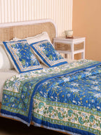ROYAL INDIGO GLORY HAND BLOCK PRINT REVERSIBLE COTTON QUILT/RAZAI