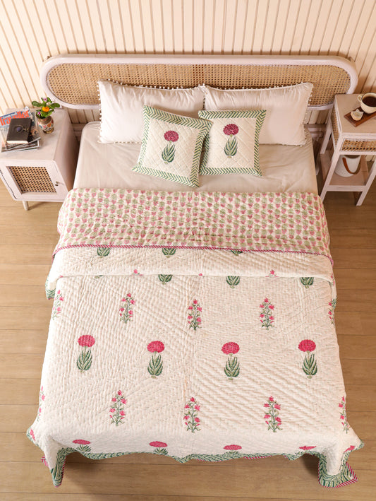Hand Block Printed Reversible Jaipuri Quilt By Jaipur Hastkar