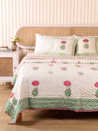 IMPERIAL MUGAL MOTIF HAND BLOCK PRINT REVERSIBLE COTTON QUILT/RAZAI