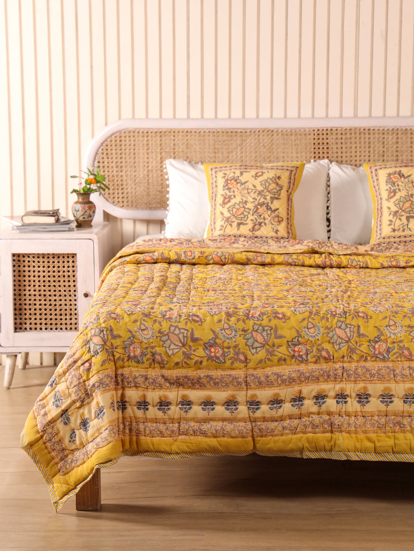 Hand Block Printed Reversible Jaipuri Quilt By Jaipur Hastkar