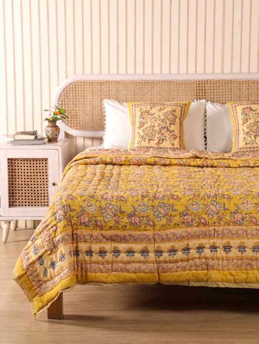 Hand Block Printed Reversible Jaipuri Quilt By Jaipur Hastkar