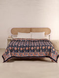 DEEP BLACK FOREST HAND BLOCK PRINT REVERSIBLE COTTON QUILT/RAZAI