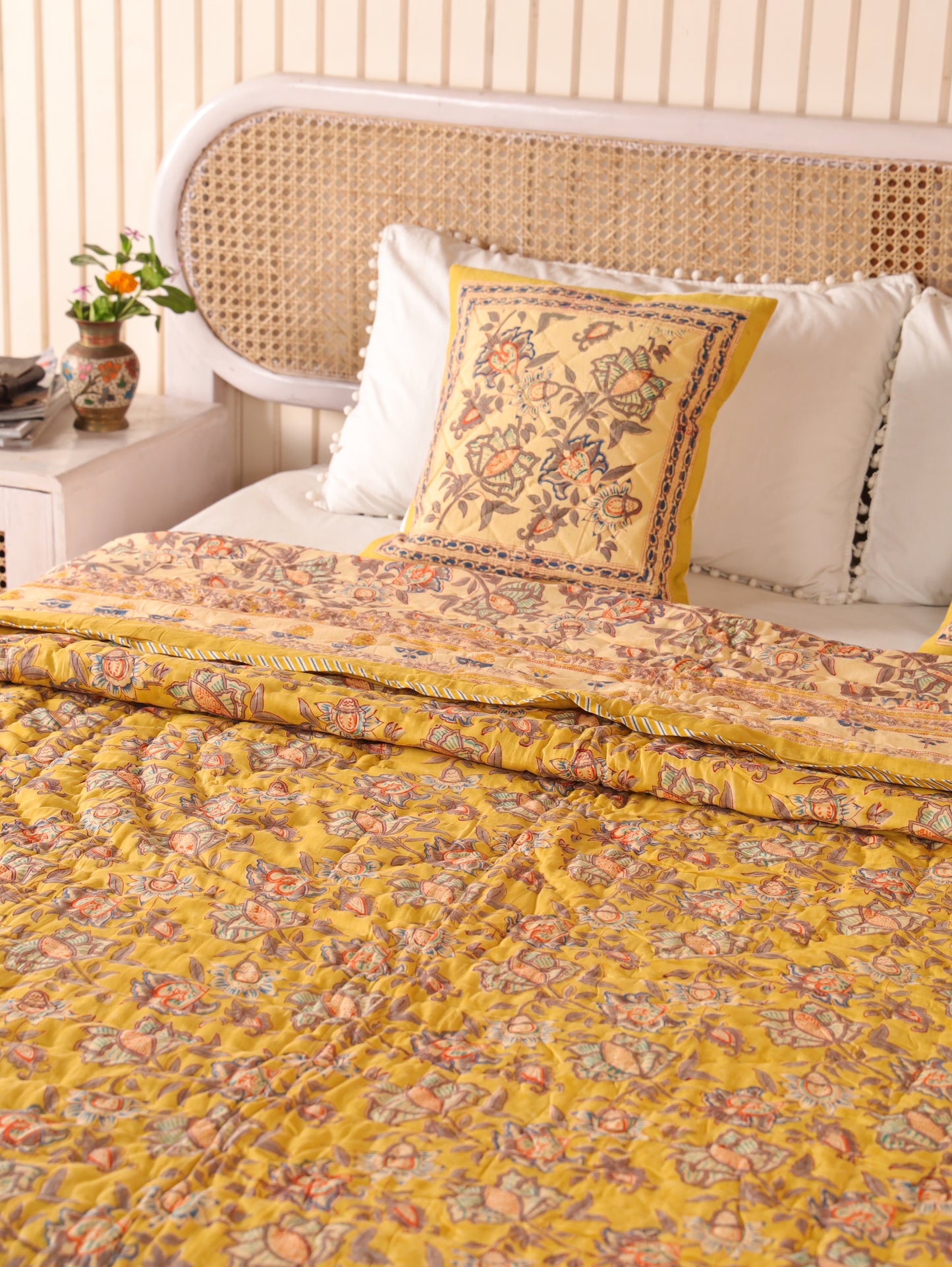 Hand Block Printed Reversible Jaipuri Quilt By Jaipur Hastkar