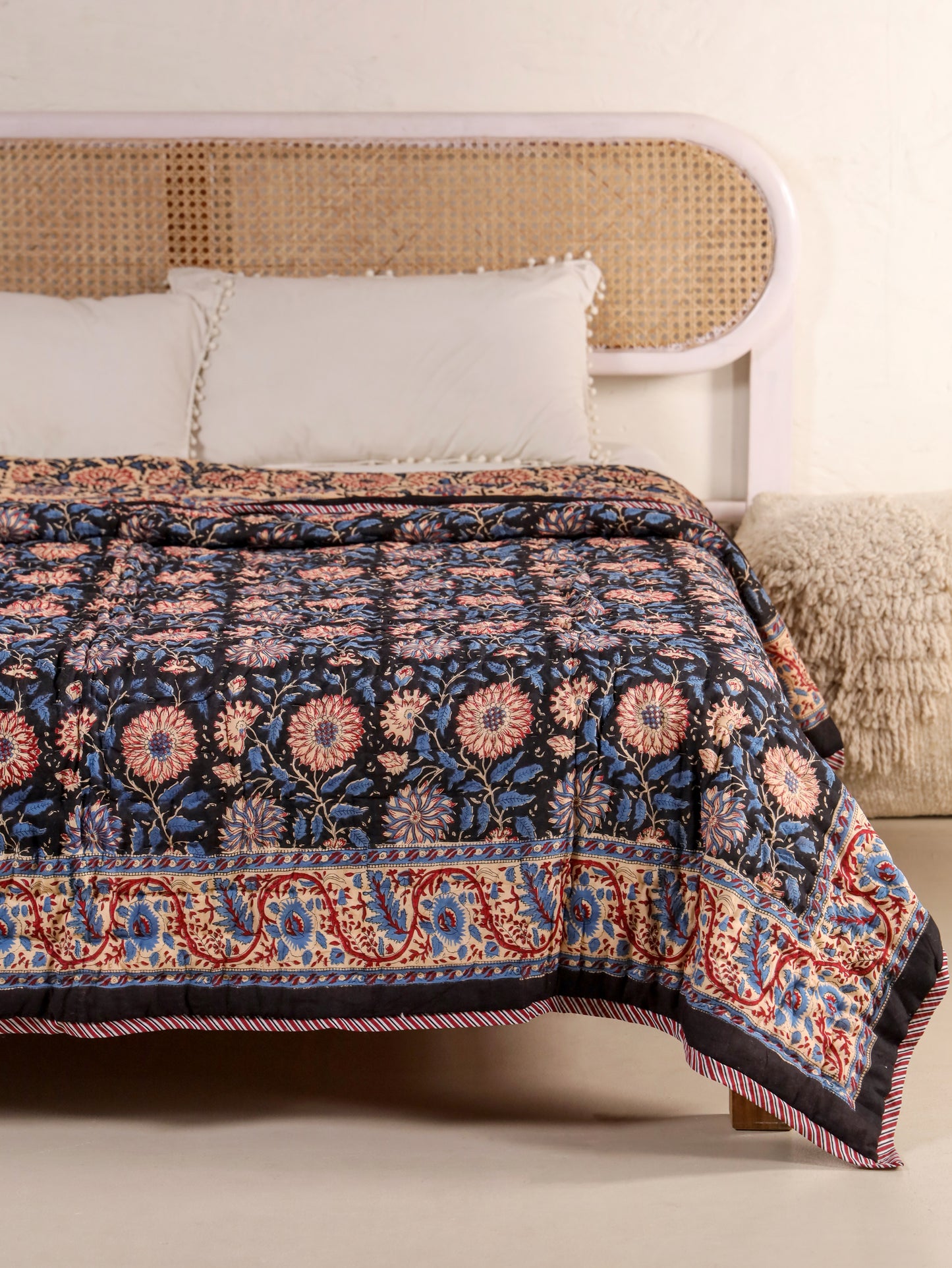 Hand Block Printed Reversible Jaipuri Quilt By Jaipur Hastkar