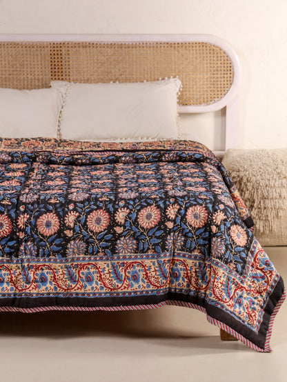 Hand Block Printed Reversible Jaipuri Quilt By Jaipur Hastkar
