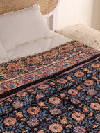 DEEP BLACK FOREST HAND BLOCK PRINT REVERSIBLE COTTON QUILT/RAZAI