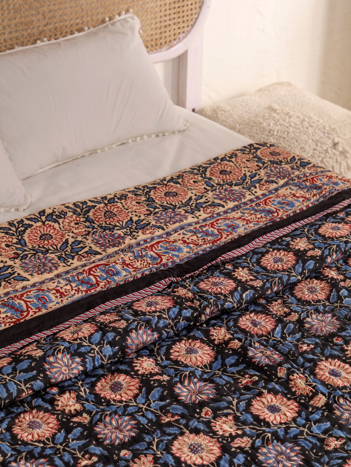 Hand Block Printed Reversible Jaipuri Quilt By Jaipur Hastkar