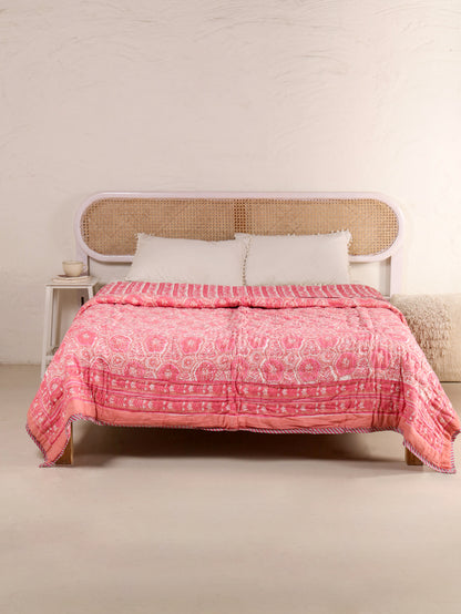 Hand Block Printed Reversible Jaipuri Quilt By Jaipur Hastkar
