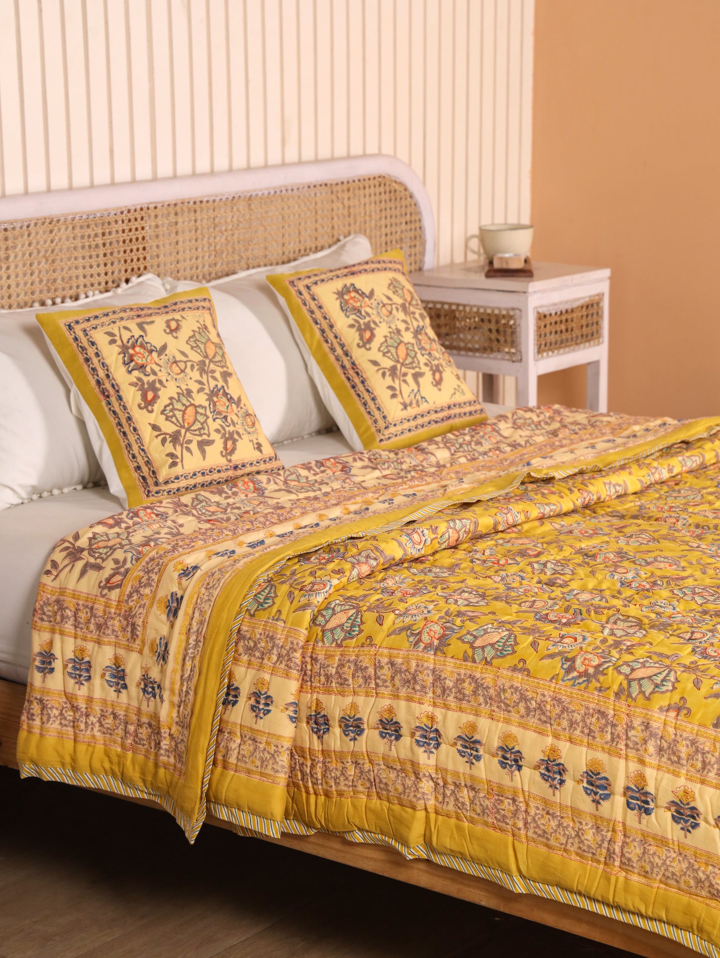 Hand Block Printed Reversible Jaipuri Quilt By Jaipur Hastkar
