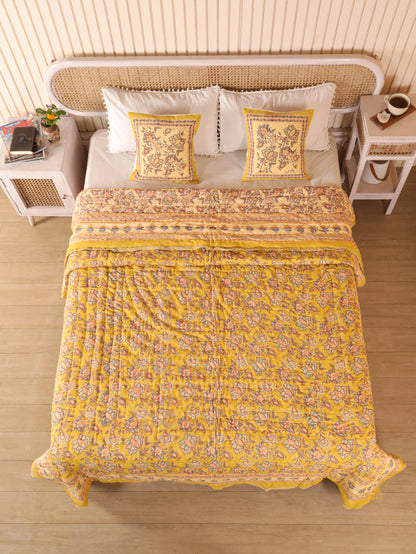 Hand Block Printed Reversible Jaipuri Quilt By Jaipur Hastkar
