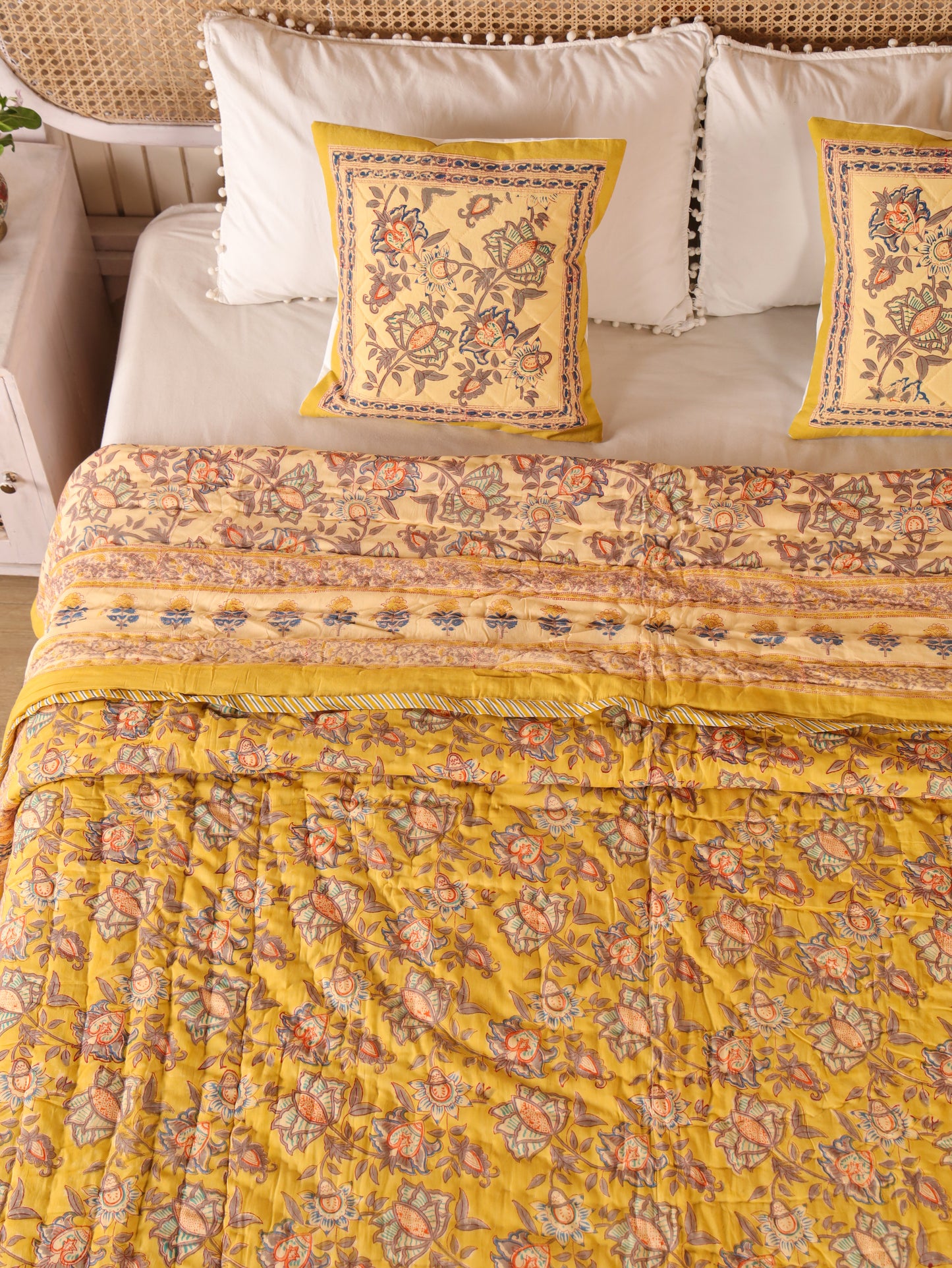 Hand Block Printed Reversible Jaipuri Quilt By Jaipur Hastkar