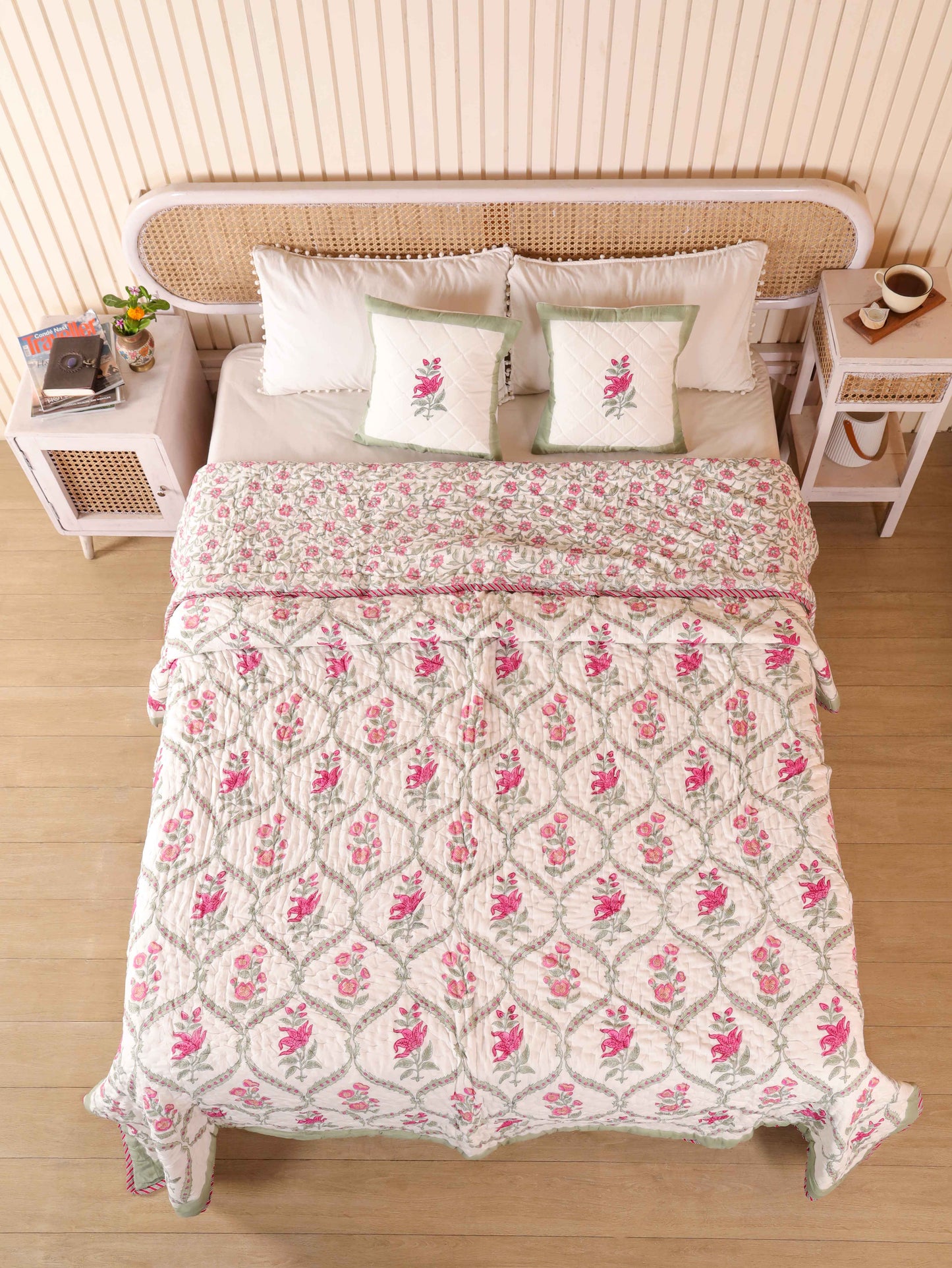 Hand Block Printed Reversible Jaipuri Quilt By Jaipur Hastkar