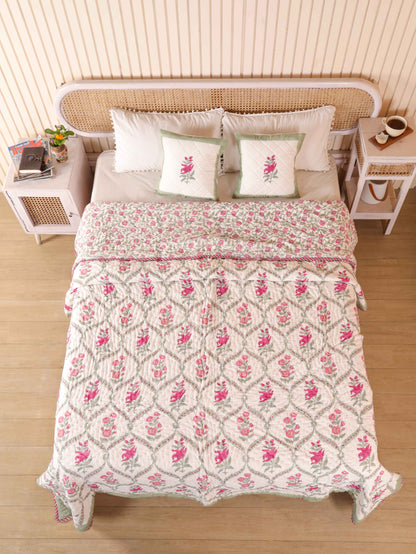 Hand Block Printed Reversible Jaipuri Quilt By Jaipur Hastkar