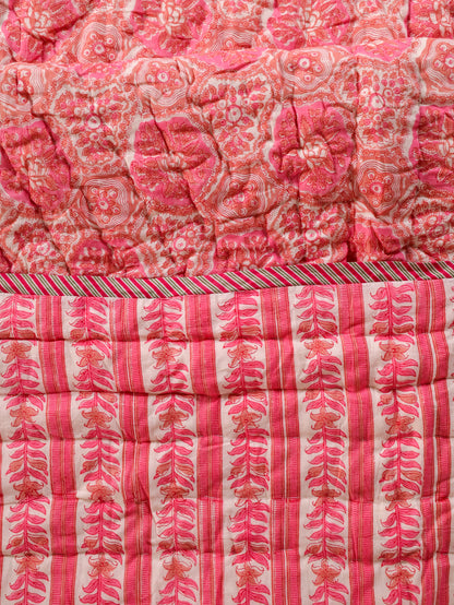 Hand Block Printed Reversible Jaipuri Quilt By Jaipur Hastkar