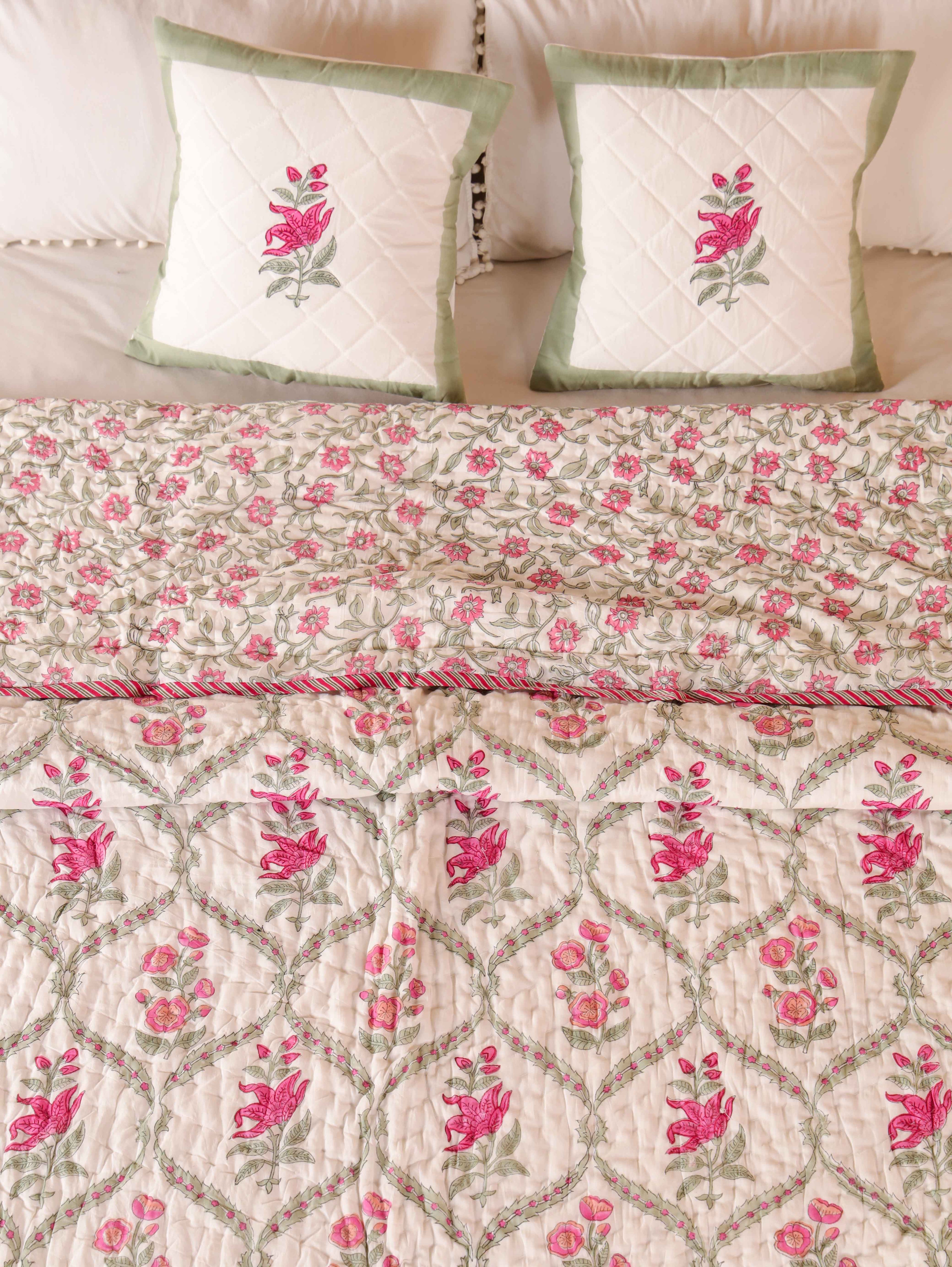 GULNAAR JAAL HAND BLOCK PRINT REVERSIBLE COTTON QUILT/RAZAI