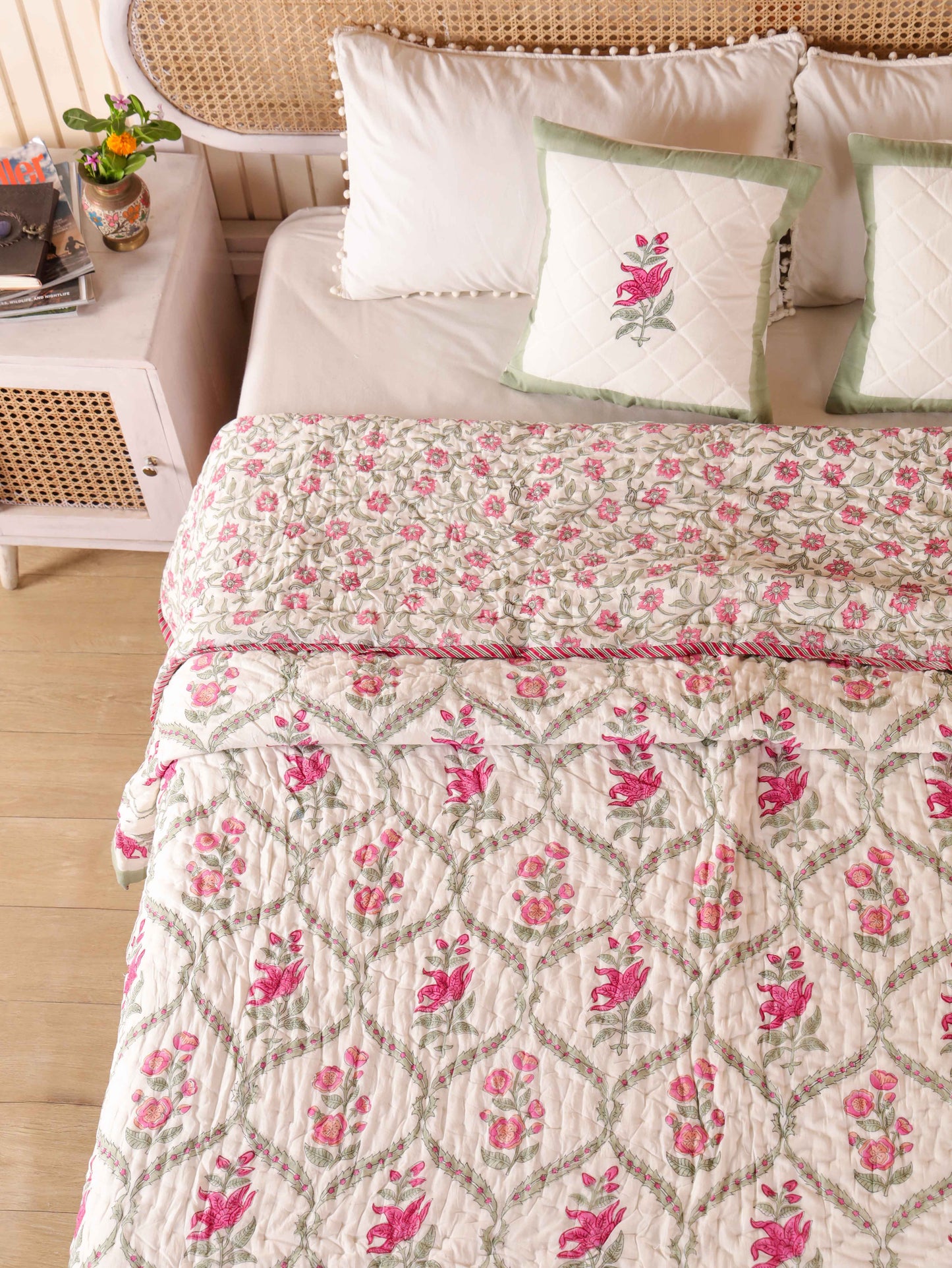 Hand Block Printed Reversible Jaipuri Quilt By Jaipur Hastkar