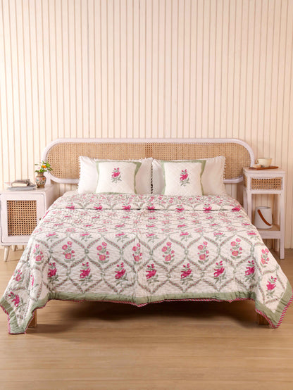 Hand Block Printed Reversible Jaipuri Quilt By Jaipur Hastkar