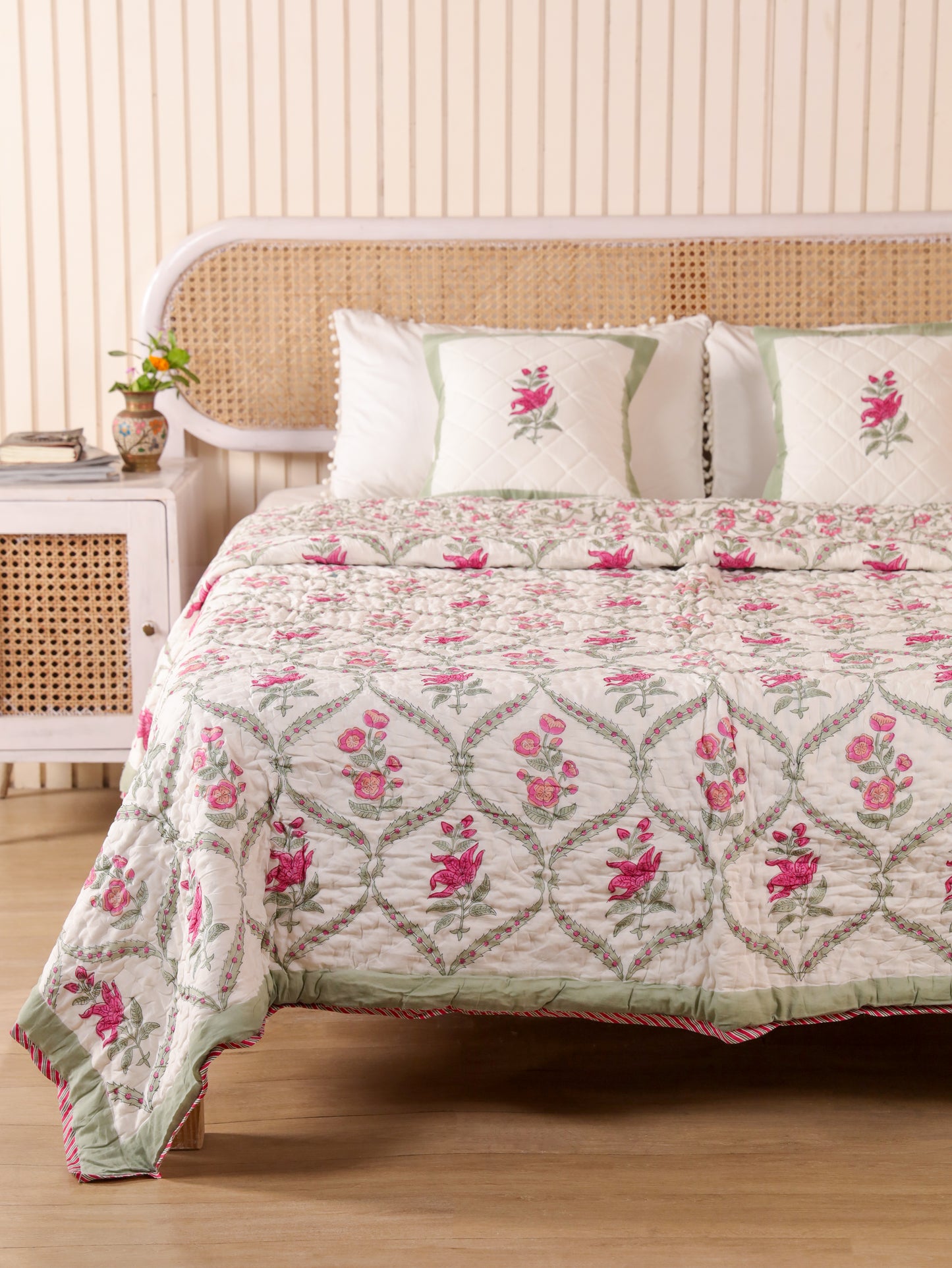 Hand Block Printed Reversible Jaipuri Quilt By Jaipur Hastkar