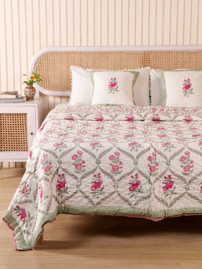 Hand Block Printed Reversible Jaipuri Quilt By Jaipur Hastkar