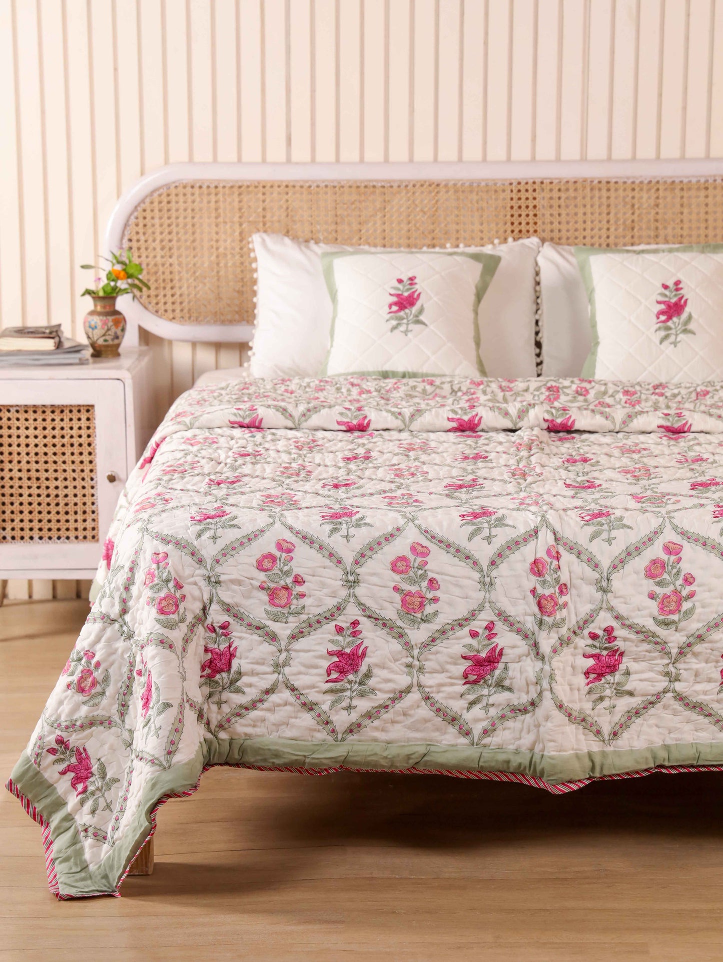 Hand Block Printed Reversible Jaipuri Quilt By Jaipur Hastkar