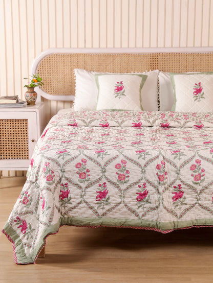 Hand Block Printed Reversible Jaipuri Quilt By Jaipur Hastkar