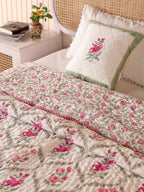 Hand Block Printed Reversible Jaipuri Quilt By Jaipur Hastkar