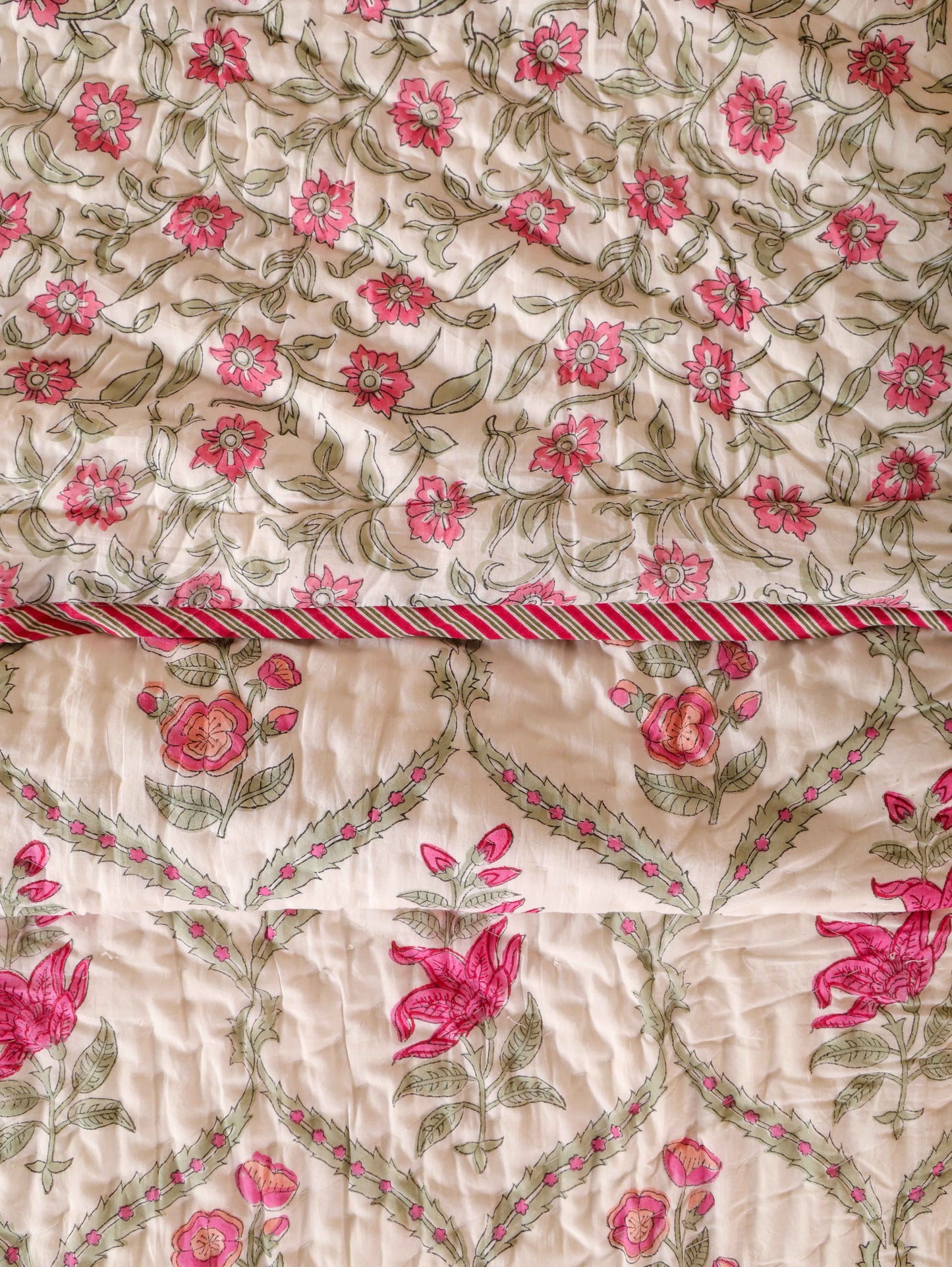 Hand Block Printed Reversible Jaipuri Quilt By Jaipur Hastkar