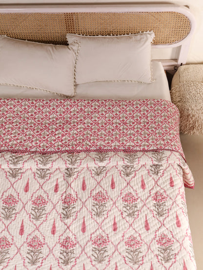 Hand Block Printed Reversible Jaipuri Quilt By Jaipur Hastkar