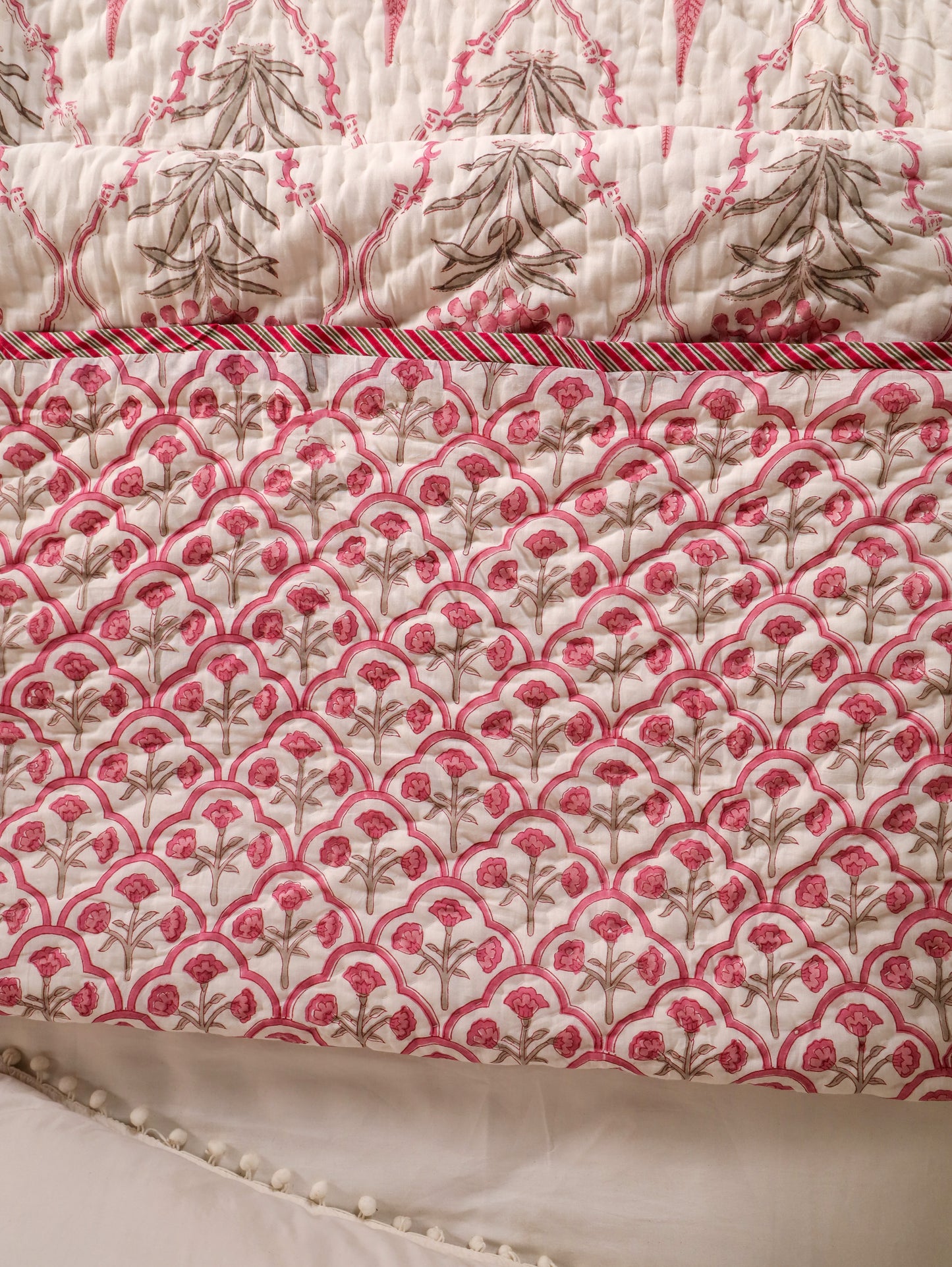 Hand Block Printed Reversible Jaipuri Quilt By Jaipur Hastkar