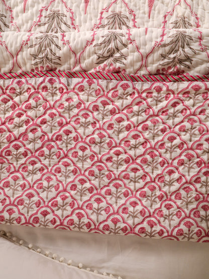 Hand Block Printed Reversible Jaipuri Quilt By Jaipur Hastkar