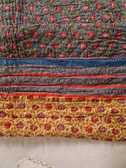 Hand Block Printed Reversible Jaipuri Quilt By Jaipur Hastkar