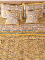 GOLDEN PINEAPPLE HAND BLOCK PRINT 6'PICES BEDDING SET'S
