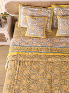 GOLDEN PINEAPPLE HAND BLOCK PRINT 6'PICES BEDDING SET'S