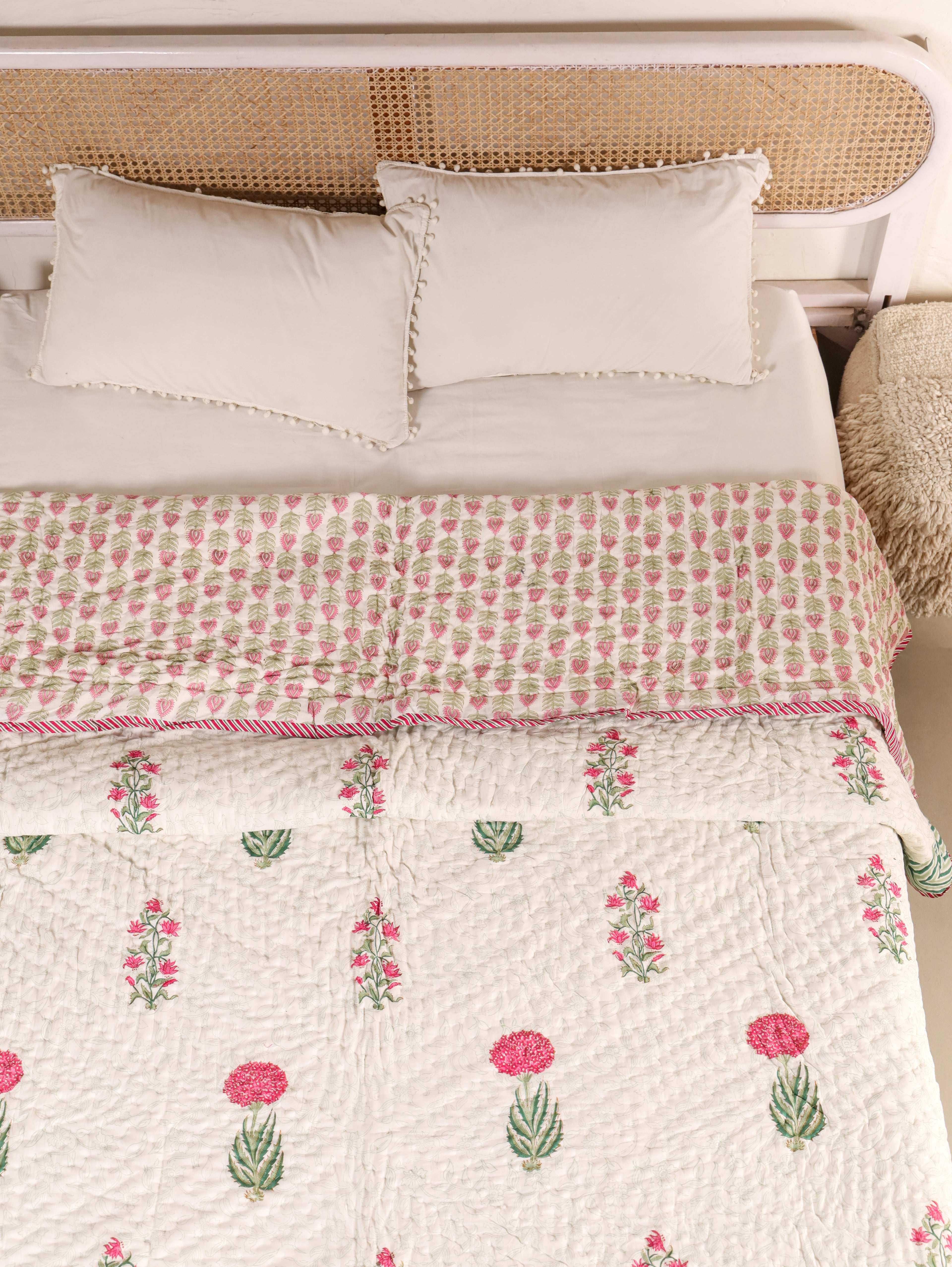 Hand Block Printed Reversible Jaipuri Quilt By Jaipur Hastkar