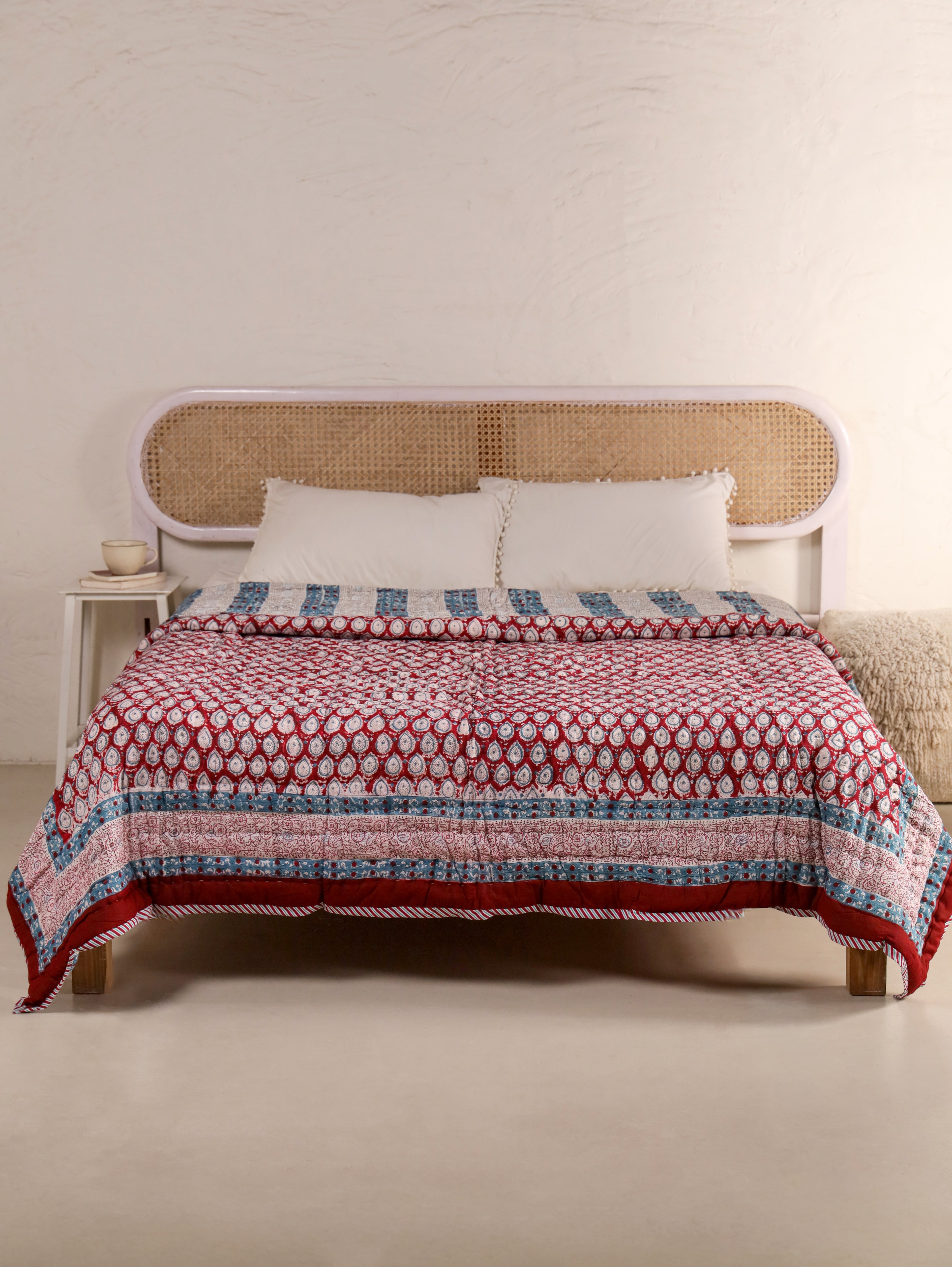 Hand Block Printed Reversible Jaipuri Quilt By Jaipur Hastkar