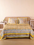 GOLDEN PINEAPPLE HAND BLOCK PRINT 6'PICES BEDDING SET'S