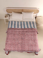 CLASSIC RED ANOKHI BUTTI HAND BLOCK PRINT REVERSIBLE COTTON QUILT/RAZAI