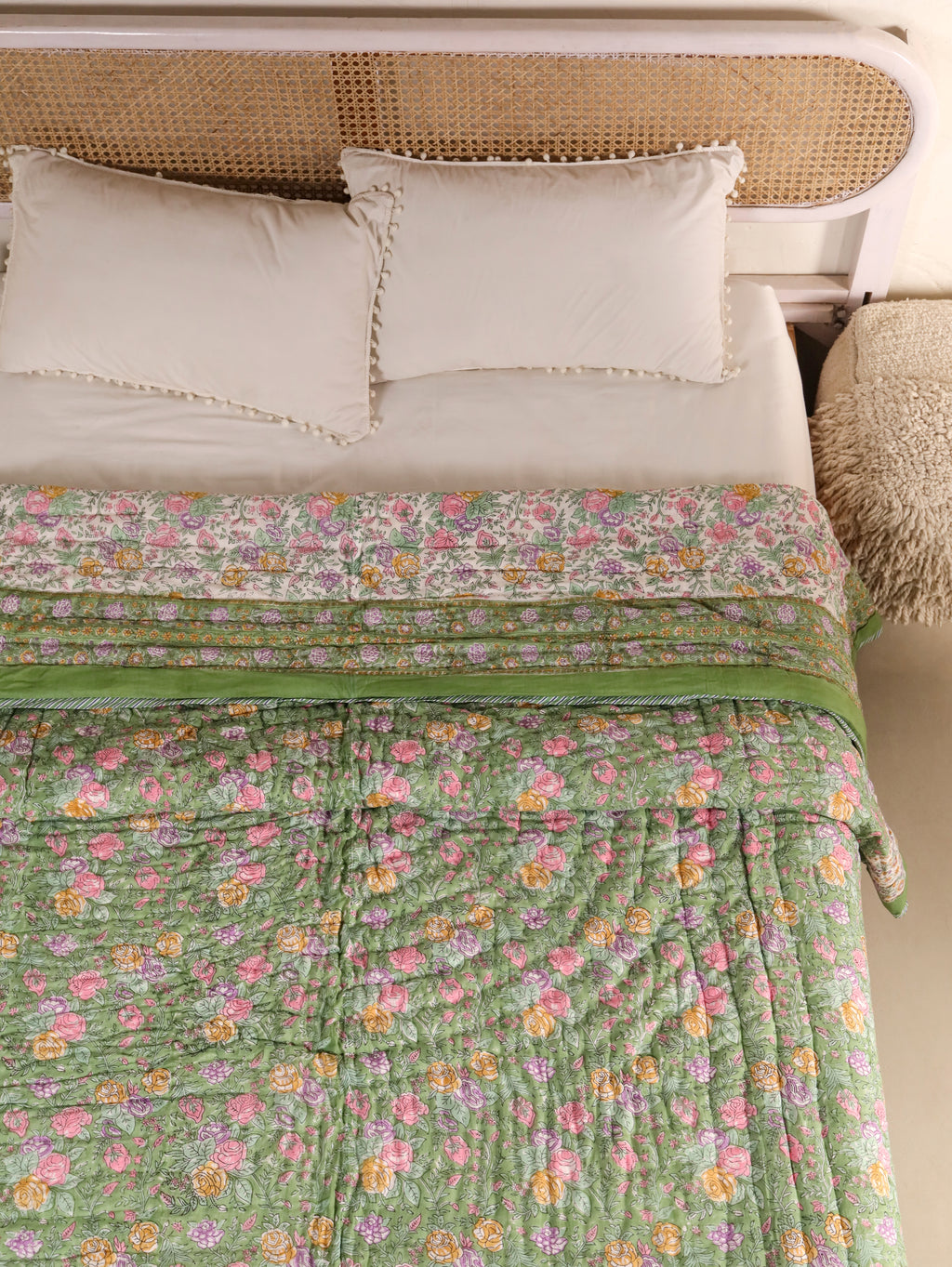 Hand Block Printed Reversible Jaipuri Quilt By Jaipur Hastkar