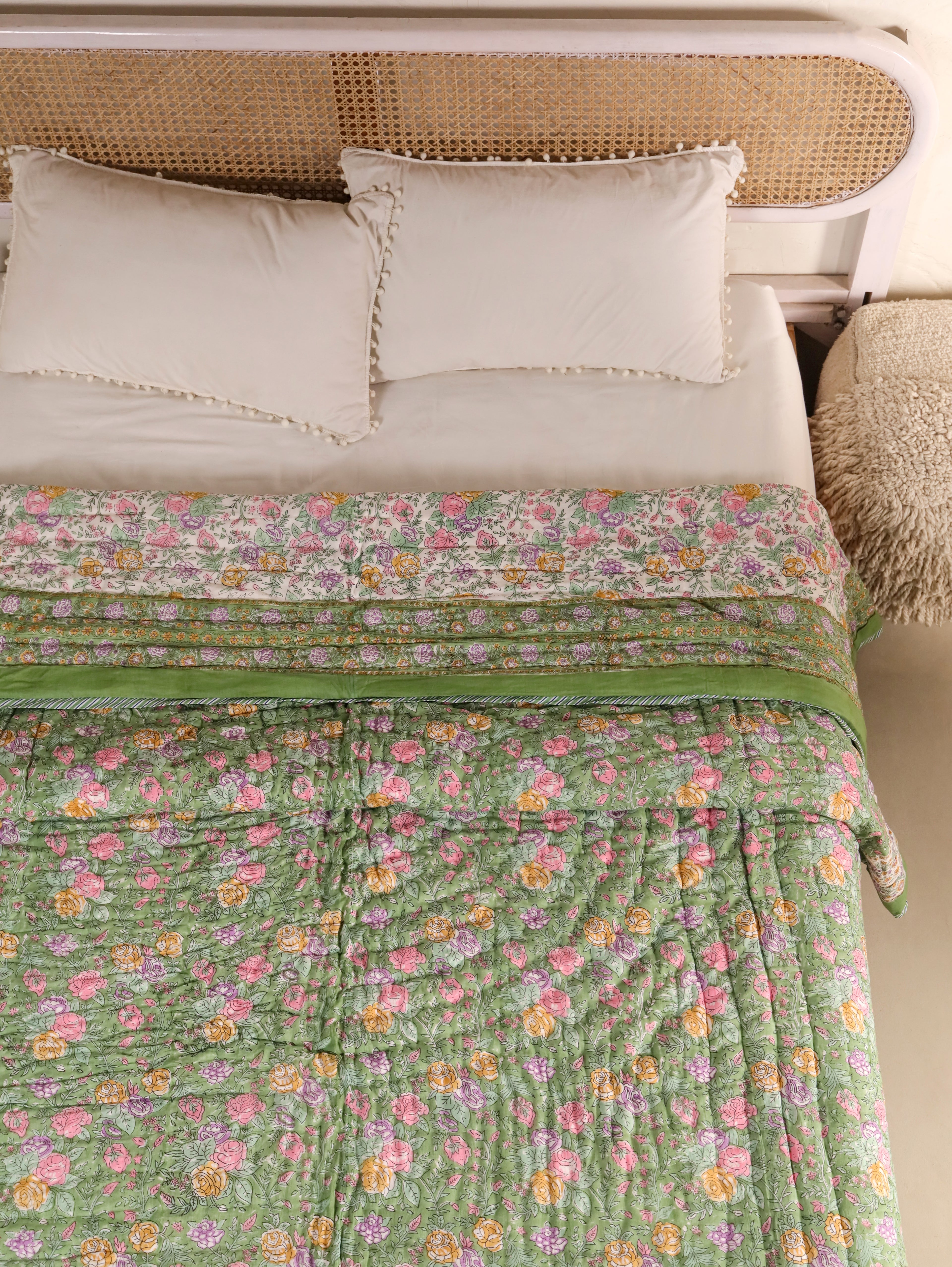 Hand Block Printed Reversible Jaipuri Quilt By Jaipur Hastkar