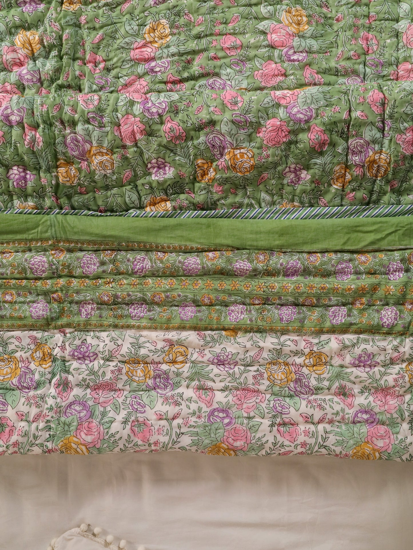 Hand Block Printed Reversible Jaipuri Quilt By Jaipur Hastkar