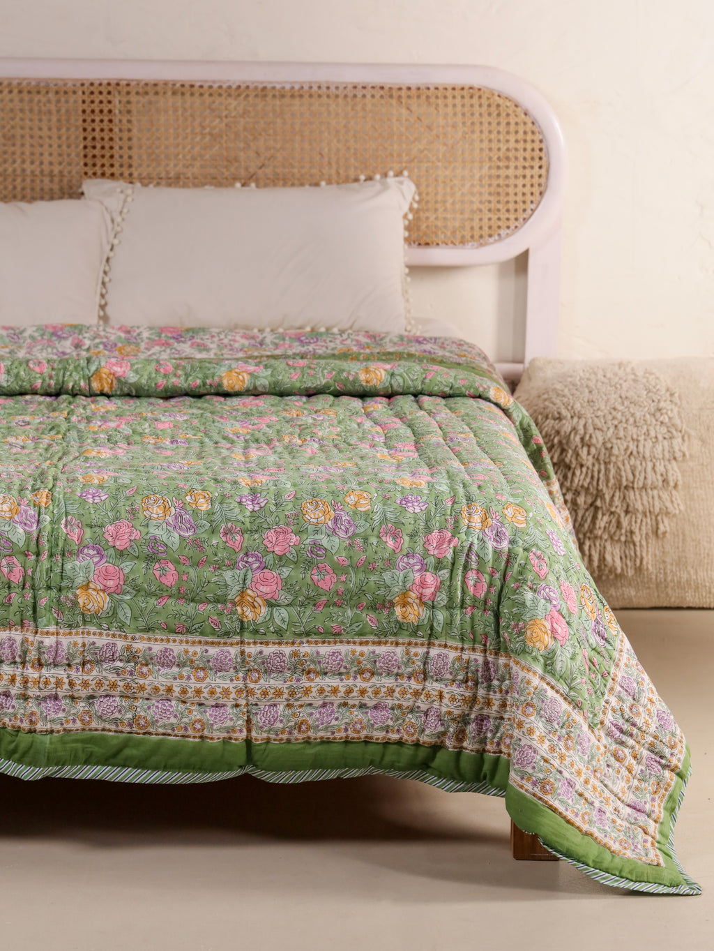 Hand Block Printed Reversible Jaipuri Quilt By Jaipur Hastkar