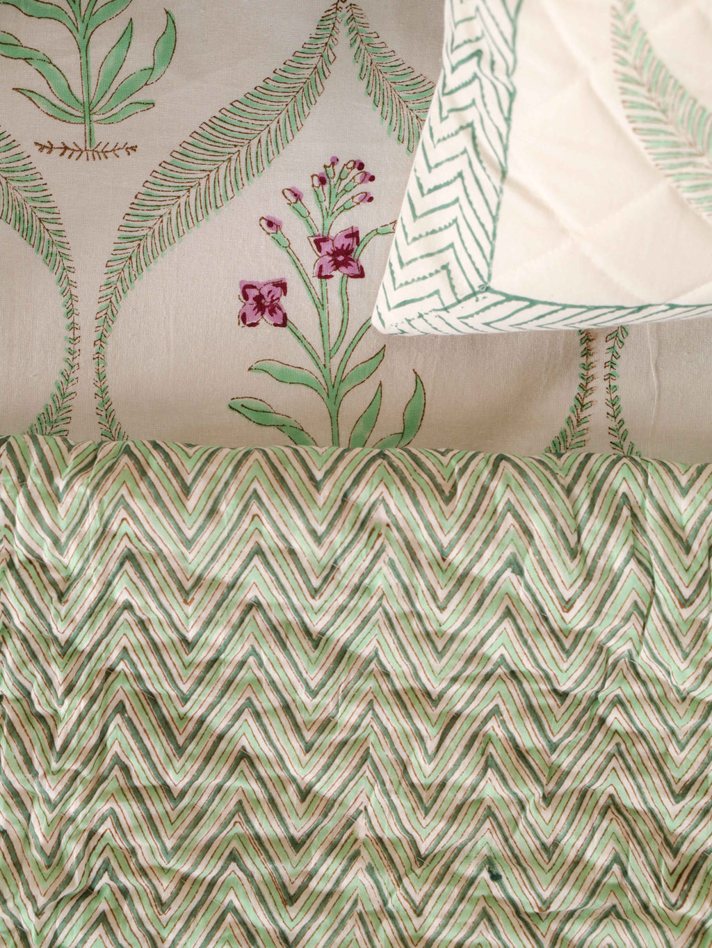 SHAHI MUGHAL MEHRAB HAND BLOCK PRINT 6-PICES BEDDING SET'S