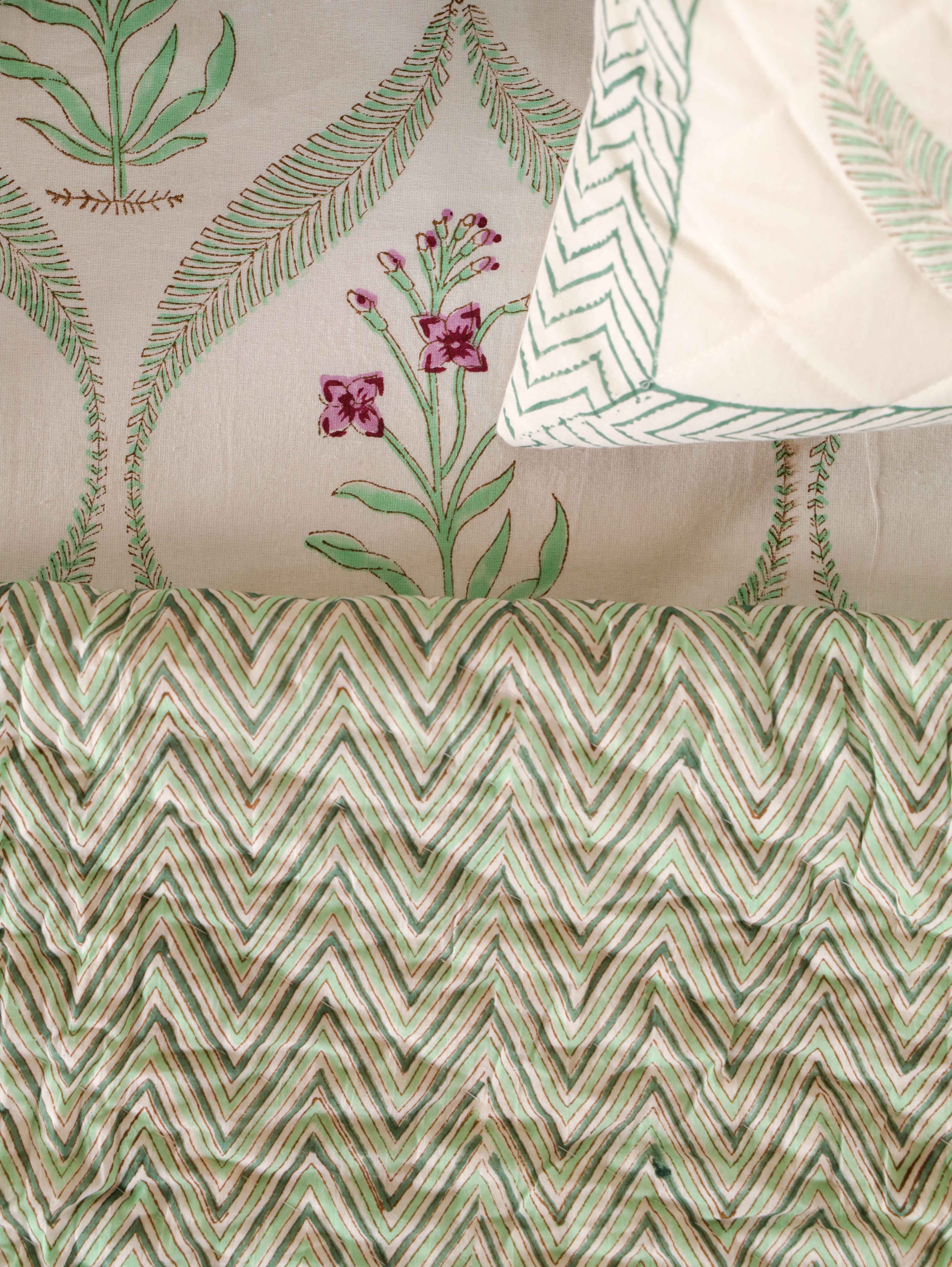 SHAHI MUGHAL MEHRAB HAND BLOCK PRINT 6-PICES BEDDING SET'S
