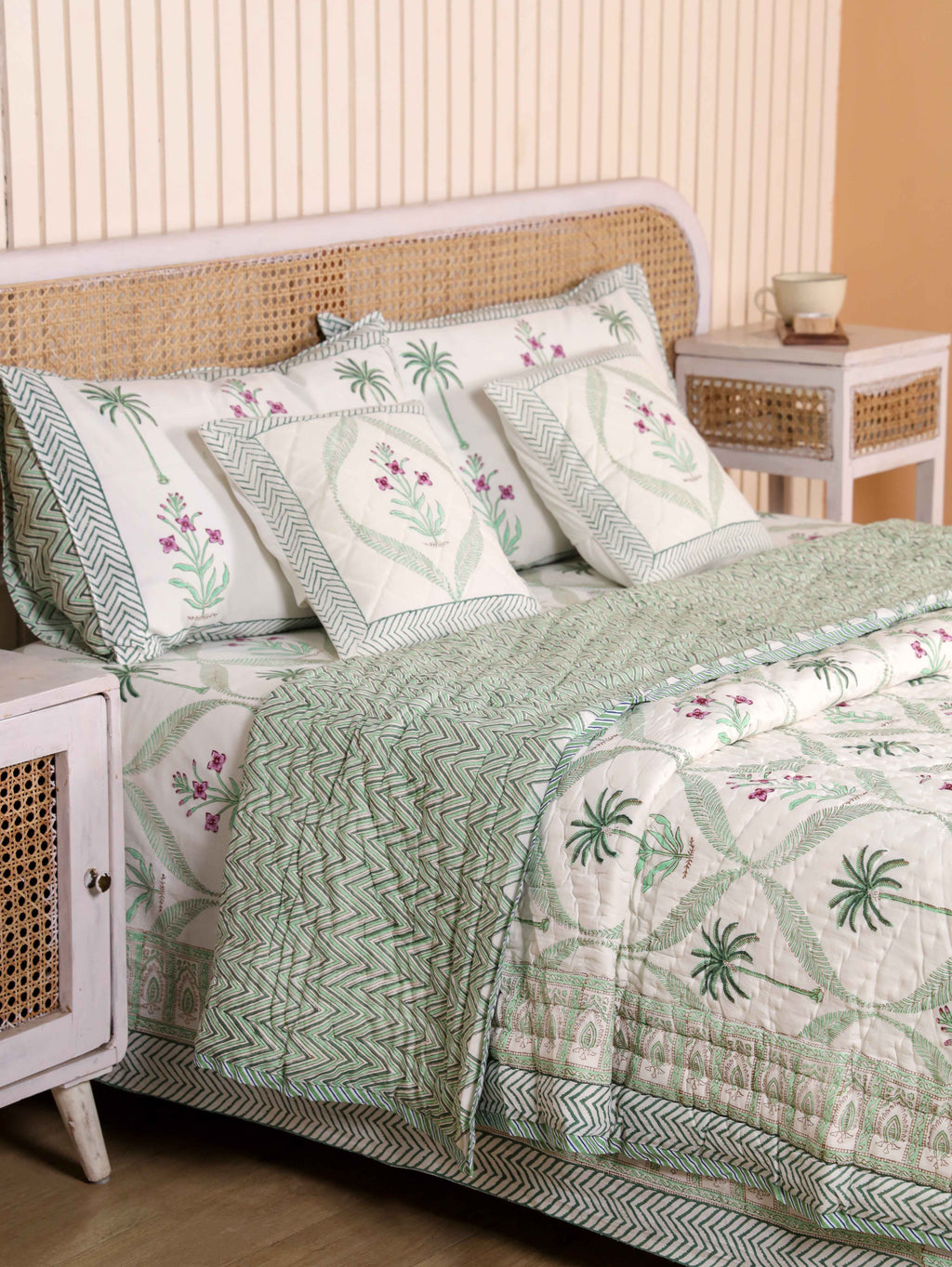 SHAHI MUGHAL MEHRAB HAND BLOCK PRINT 6-PICES BEDDING SET'S