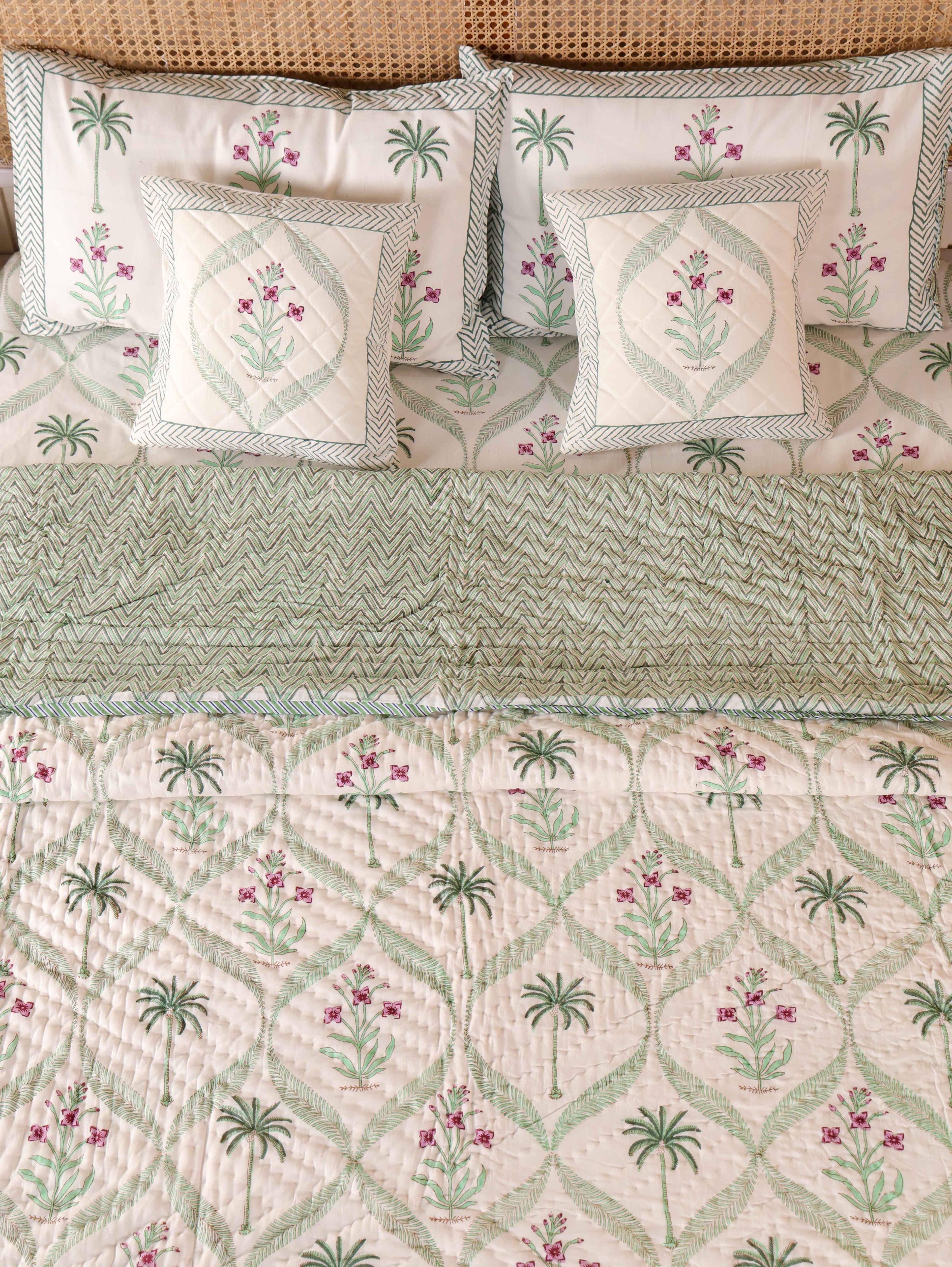 SHAHI MUGHAL MEHRAB HAND BLOCK PRINT 6-PICES BEDDING SET'S