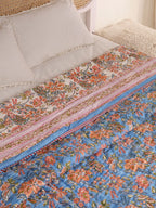 ROYAL BLUE RATANA JAAL HAND BLOCK PRINT REVERSIBLE COTTON QUILT/RAZAI